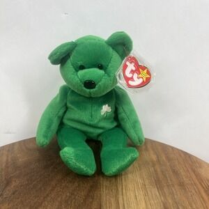 Vintage TY Beanie Baby Erin The Bear 1997 Retired Plush‎ Shamrock Tag Protector